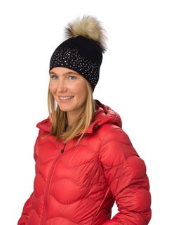 Polar Bear Hat (Pom Pom) Nalin Lux Crystal - Merinomix - Ladies Black - 1 Piece