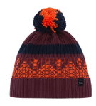 Eisbär Mütze (Pompon) Norrak - weinrot/orange/nachtblau