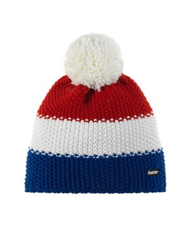 Eisbär Wintermütze Star mit Bommel (Pompon) blau/rot/weiss - 1 Stück