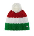 Eisbär Wintermütze Star mit Bommel (Pompon) grün/rot/weiss - 1 Stück