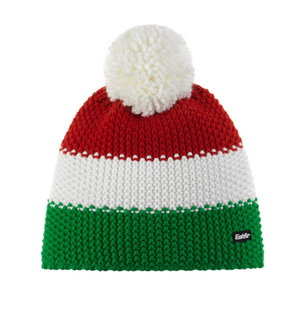 Eisbär Wintermütze Star mit Bommel (Pompon) grün/rot/weiss - 1 Stück