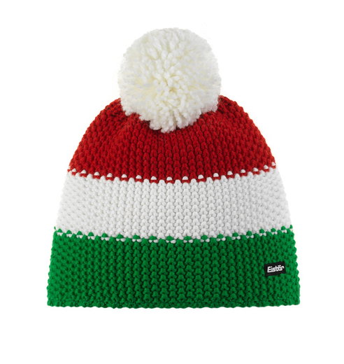 Eisbär Wintermütze Star mit Bommel (Pompon) grün/rot/weiss - 1 Stück