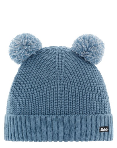 Eisbär Wintermütze (Pompon) Ponti - mit Wollpompon als Ohren - stahlblau - Kinder