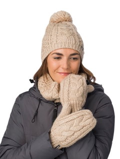 Polar Bear Knitted Hat (Pom Pom) Afra Ladies - sandstone brown - 1 piece