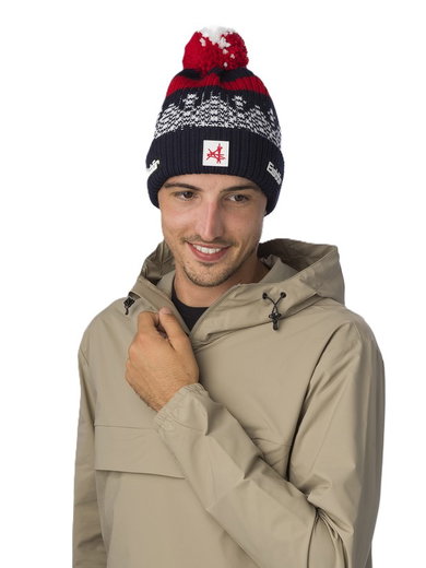Eisbär Wintermütze Norrak Pompon SA - Merinomix, kuscheliges Fleece-Band - nachtblau - 1 Stück