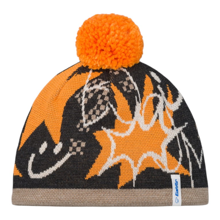 Eisbär Wintermütze (Bommel) Ready Pompon - warm, atmungsaktiv - orange/braun Kinder