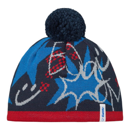 Eisbär Wintermütze (Bommel) Ready Pompon - warm, atmungsaktiv - blau/rot Kinder