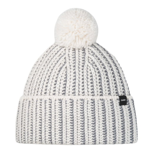 Eisbär Wintermütze Ronda (Pompon) - Merinomix - weiss/grau - 1 Stück