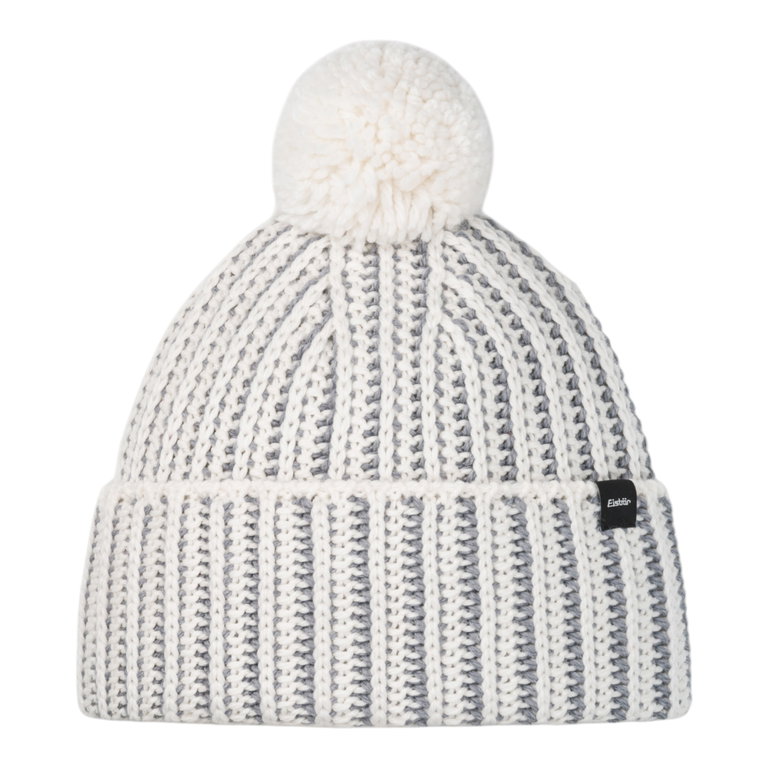 Eisbär Wintermütze Ronda (Pompon) - Merinomix - weiss/grau - 1 Stück