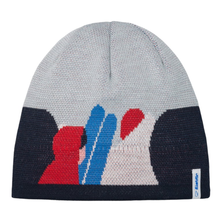 Eisbär Wintermütze (Beanie) Saba - grau/rot - 1 Stück