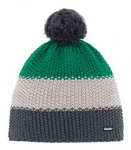 Eisbär Wintermütze (Bommel) Star Pompon RL grün/cremeweiss/grau