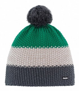 Eisbär Wintermütze (Bommel) Star Pompon RL grün/cremeweiss/grau