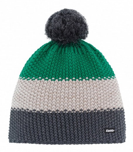 Eisbär Wintermütze (Bommel) Star Pompon RL grün/cremeweiss/grau