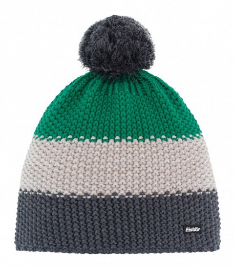 Eisbär Wintermütze (Bommel) Star Pompon RL grün/cremeweiss/grau