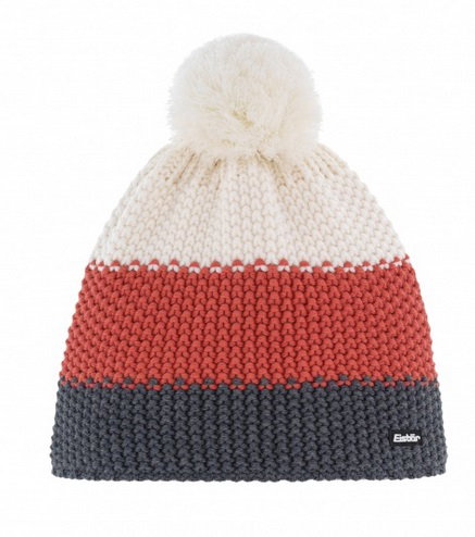 Eisbär Wintermütze (Bommel) Star Pompon RL cremeweiss/rot/grau Kinder