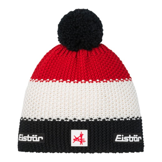 Eisbär Wintermütze Star SA (Pompon) - Merinomix - schwarz/weiss/rot - 1 Stück