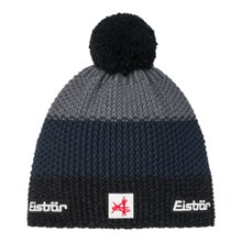 Eisbär Wintermütze Star SA (Pompon) - Merinomix - schwarz/kobaltblau/anthrazitgrau - 1 Stück