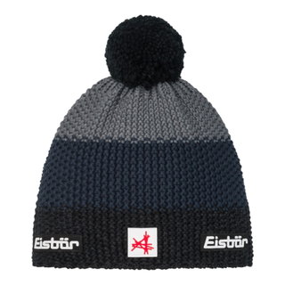Eisbär Wintermütze Star SA (Pompon) - Merinomix - schwarz/kobaltblau/anthrazitgrau - 1 Stück