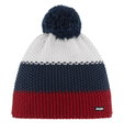 Eisbär Wintermütze Star mit Bommel (Pompon) rot/dunkelblau/weiss - 1 Stück