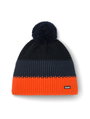 Eisbär Wintermütze Star mit Bommel (Pompon) orange/navyblau/schwarz - 1 Stück