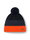 Eisbär Wintermütze Star mit Bommel (Pompon) orange/navyblau/schwarz - 1 Stück
