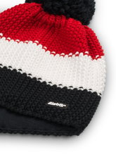Eisbär Wintermütze Star mit Bommel (Pompon) schwarz/weiss/rot - 1 Stück