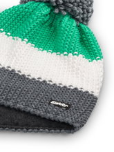Eisbär Wintermütze Star mit Bommel (Pompon) grau/weiss/mintgrün - 1 Stück