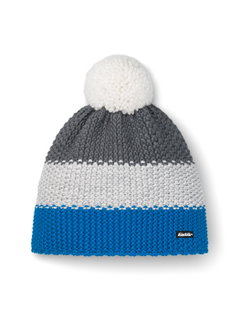 Eisbär Wintermütze Star mit Bommel (Pompon) blau/grau - 1 Stück