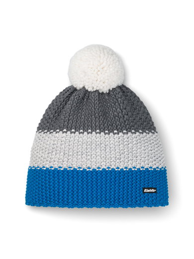 Eisbär Wintermütze Star mit Bommel (Pompon) blau/grau - 1 Stück