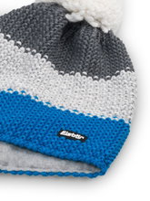 Eisbär Wintermütze Star mit Bommel (Pompon) blau/grau - 1 Stück
