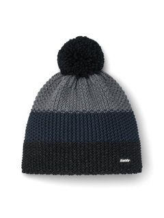 Eisbär Wintermütze Star mit Bommel (Pompon) schwarz/grau - 1 Stück