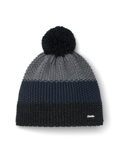 Eisbär Wintermütze Star mit Bommel (Pompon) schwarz/grau - 1 Stück