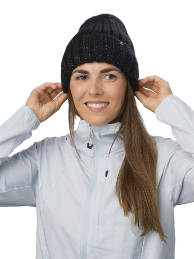 Eisbär Wintermütze (Beanie) Alea - grobe Rippstruktur - Damen schwarz - 1 Stück