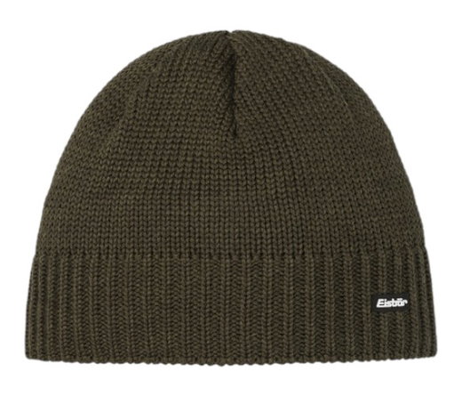 Eisbär Wintermütze (Beanie) Trop Strickmuster Merinowolle - khakigrün - 1 Stück