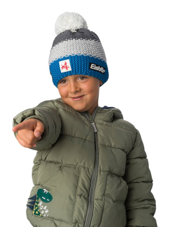 Eisbär Wintermütze (Pompon) Star SA Kinder - blau/grau - 1 Stück