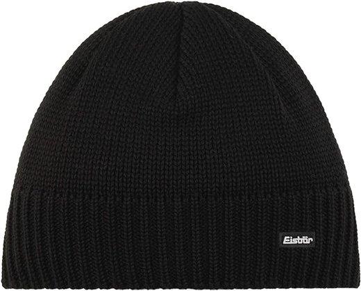 Eisbär Wintermütze (Beanie) Trop Strickmuster Merinowolle - schwarz - 1 Stück