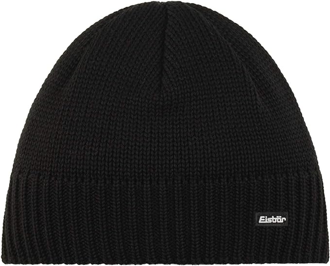 Eisbär Wintermütze (Beanie) Trop Strickmuster Merinowolle - schwarz - 1 Stück