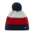 Eisbär Wintermütze Star mit Bommel (Pompon) dunkelblau/rot/weiss - 1 Stück