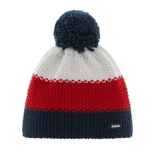 Eisbär Wintermütze Star mit Bommel (Pompon) dunkelblau/rot/weiss - 1 Stück