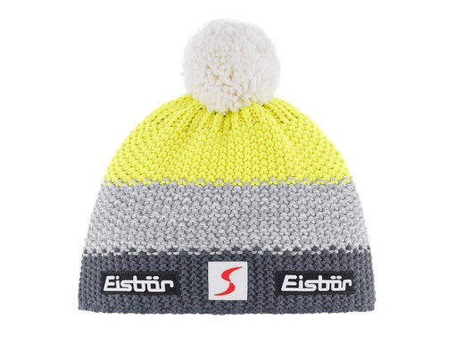 Polar Bear Winter Hat Star SP with Pom Pom grey/yellow Kids