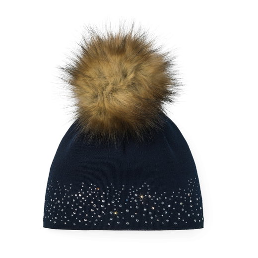 Eisbär Mütze (Pompon) Nalin Lux Crystal - Merinomix - Damen nachtblau - 1 Stück
