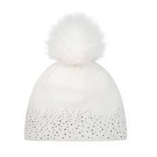 Czapka polarowa Eisbär (z pomponem) Nalin Lux Crystal - Merinomix - Damska biała - 1 sztuka