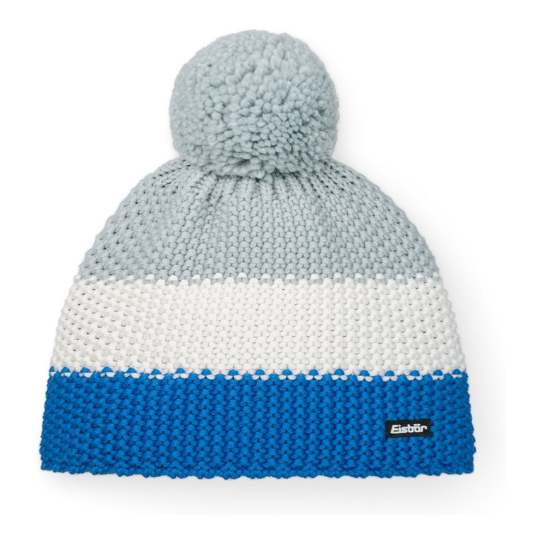 Eisbär Mütze (Pompon) Star Pompon blau/weiss/grau Kinder
