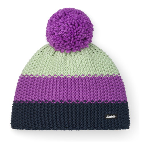 Eisbär Mütze (Pompon) Star Pompon nachtblau/violett/hellgrün Kinder