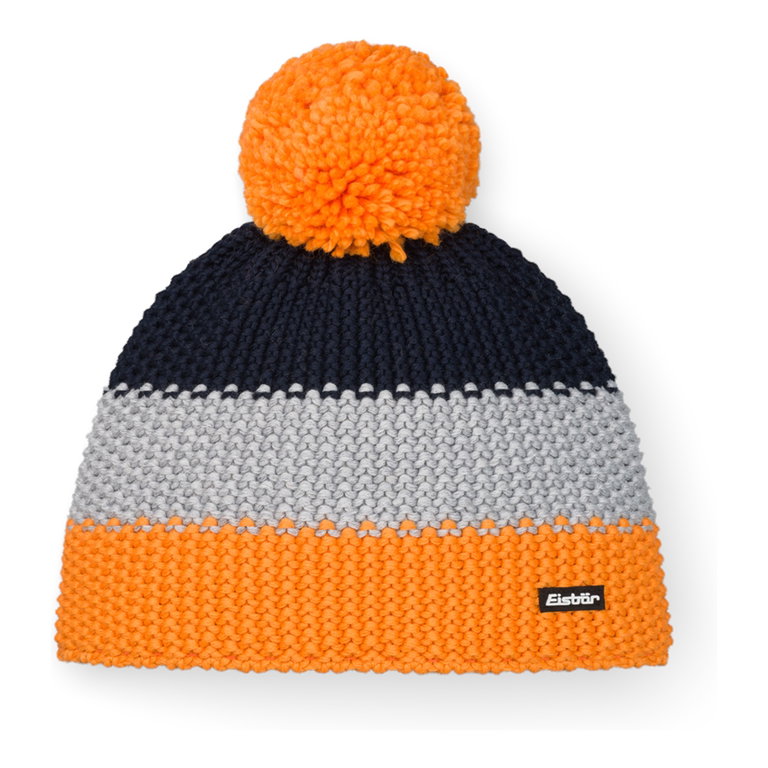 Eisbär Mütze (Pompon) Star Pompon orange/hellgrau/nachtblau Kinder