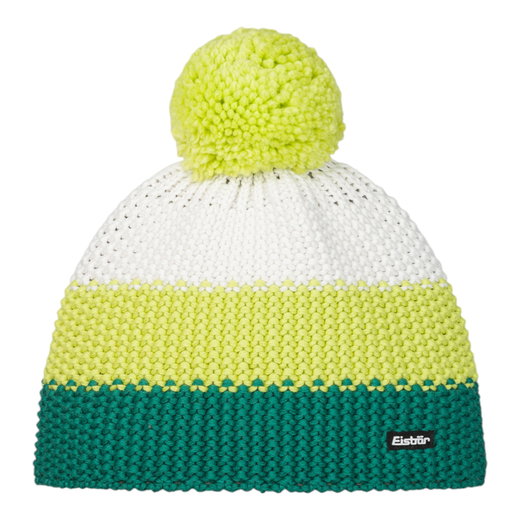 Eisbär Mütze (Pompon) Star Pompon dunkelgrün/limegrün/weiss Kinder