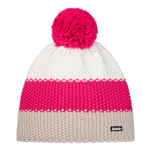 Eisbär Wintermütze Star mit Bommel (Pompon) beige/pink/weiss - 1 Stück