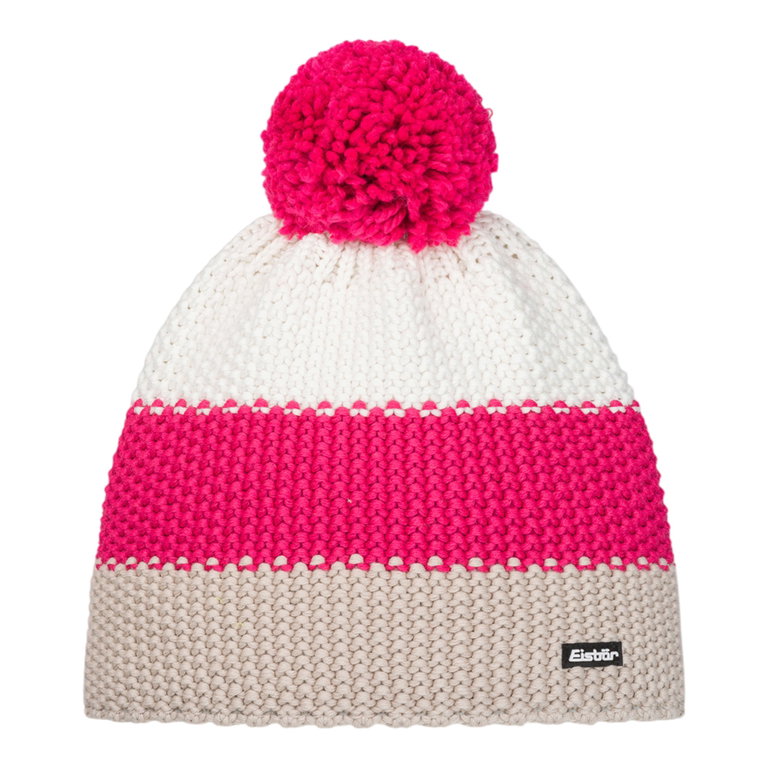 Eisbär Wintermütze Star mit Bommel (Pompon) beige/pink/weiss - 1 Stück