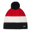 Eisbär Wintermütze Star mit Bommel (Pompon) schwarz/weiss/rot - 1 Stück