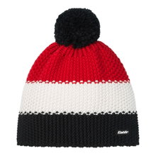 Eisbär Wintermütze Star mit Bommel (Pompon) schwarz/weiss/rot - 1 Stück